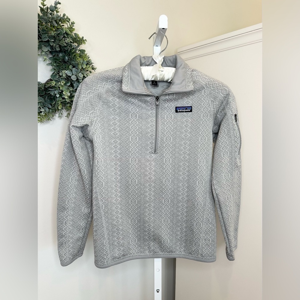 Patagonia Women’s Better Sweater 1/4 Zip Frozen Jacquard in Salt Gray Size XS